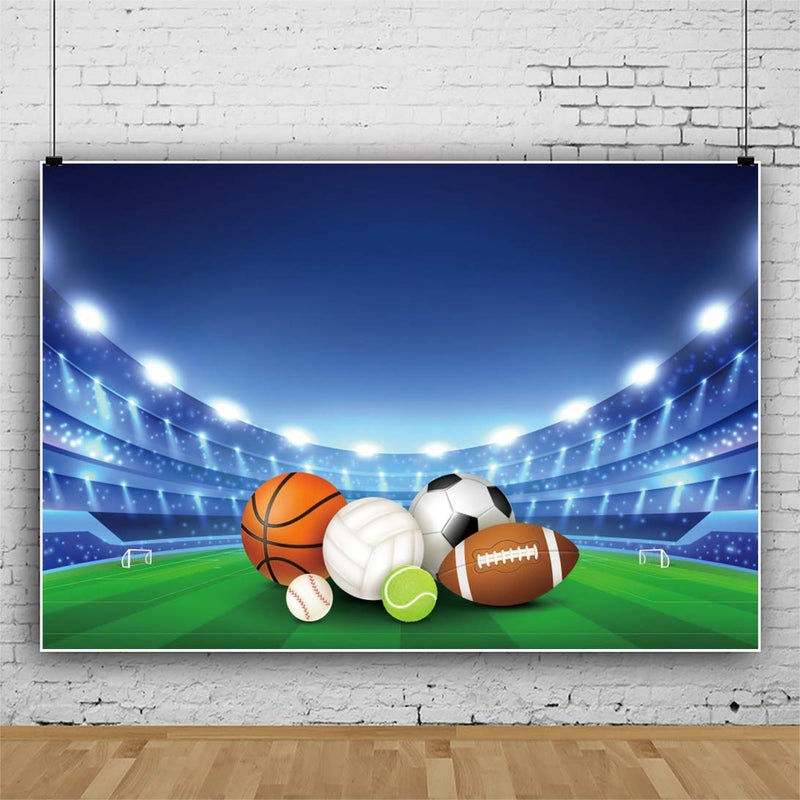 DORCEV 10x8ft All Stars Sports Backdrop Outdoor Sports Theme Boy Kid Birthday Party Photography Background Sports Stadium Field American Football Baseball Light School Game Banner Photo Studio Props - Image 3